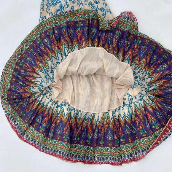 Free People Skirt Small Cream Multicolor Sunrise Voile Maxi Boho Tiered Festival - Picture 8 of 9